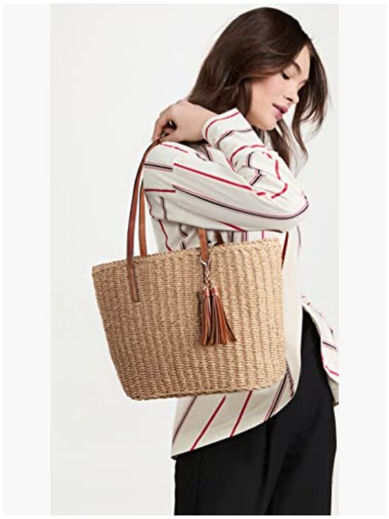 Straw Tote Bag Woven Handmade Shoulder Bag Travel Summer - Picture 2 of 7